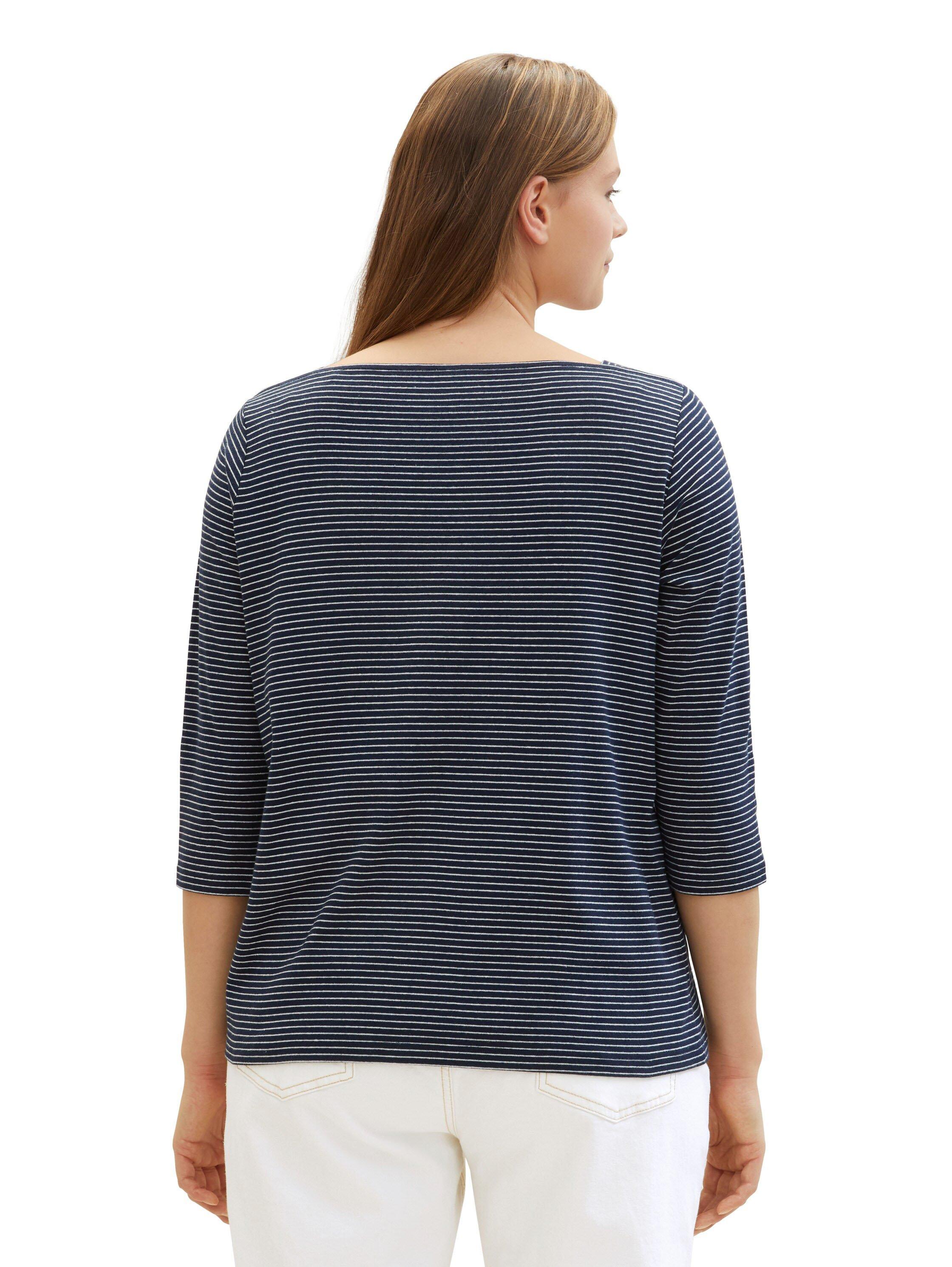 Ringelshirt mit U-Boot-Ausschnitt und 3/4-Arm