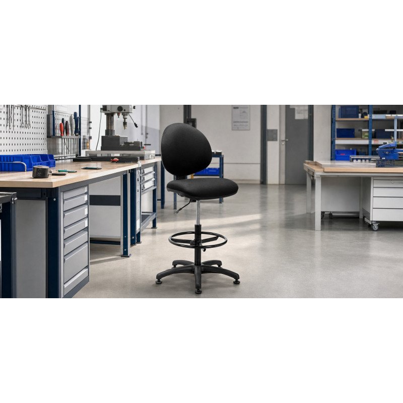 Chaise Office tissu noir - réglable en hauteur - dossier haut