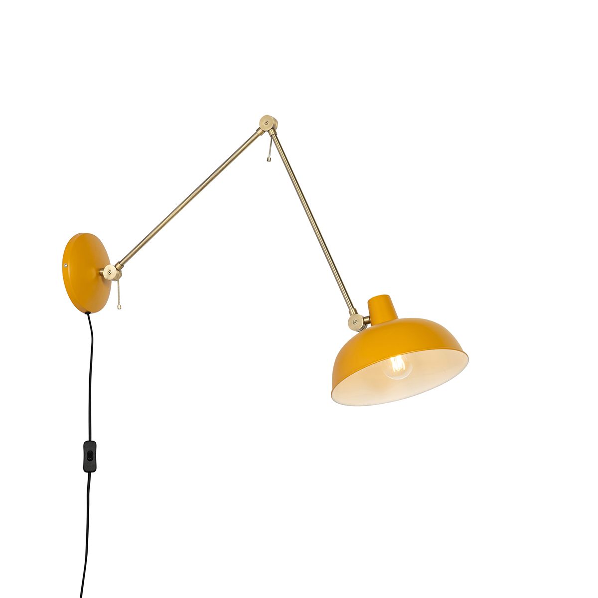 Smart wandlamp geel met brons incl. Wifi P45 - Milou