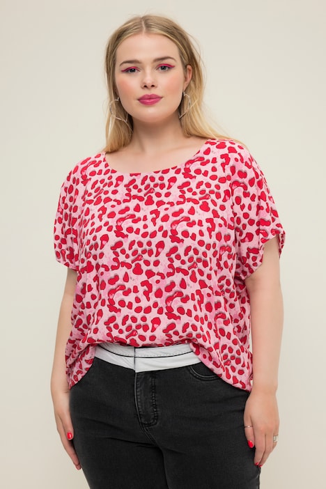 Blusenshirt, oversized, Color Leo, Rundhals