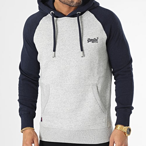 Sweat Capuche M2012923A Gris Chiné Bleu Marine