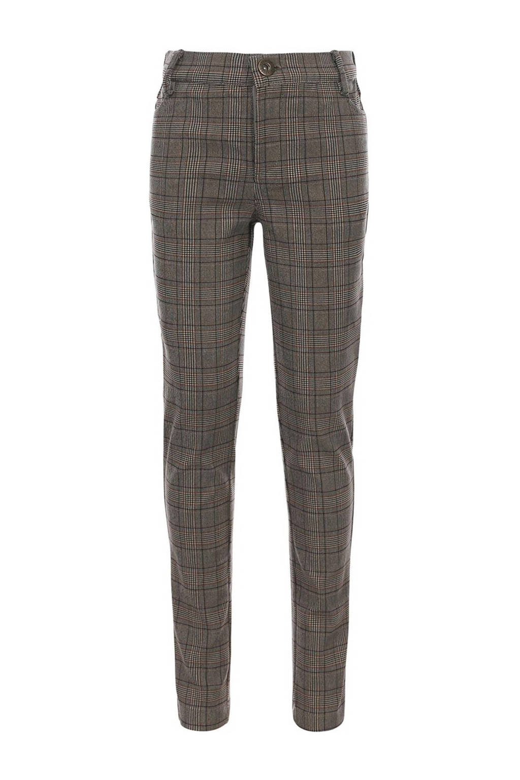 LOOXS geruite super skinny broek beige/grijs