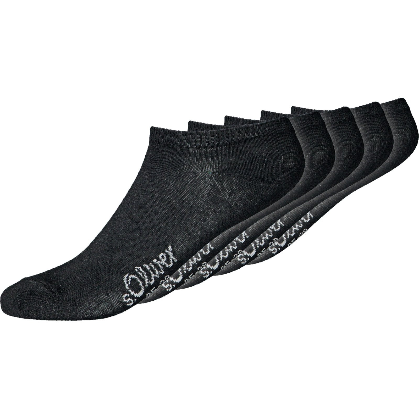 S.Oliver Damen-Sneakersocken uni, 5 Paar 35-38, schwarz