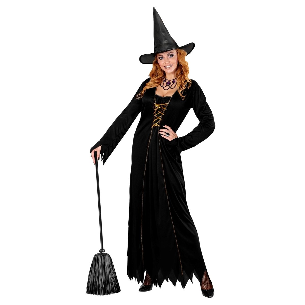 Halloween Heksenbezem Zwart 92cm