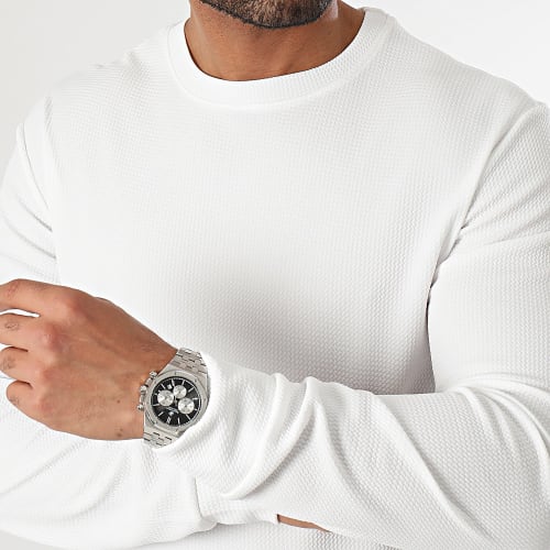 Sweat Crewneck Texturé Waffle 0542 Blanc