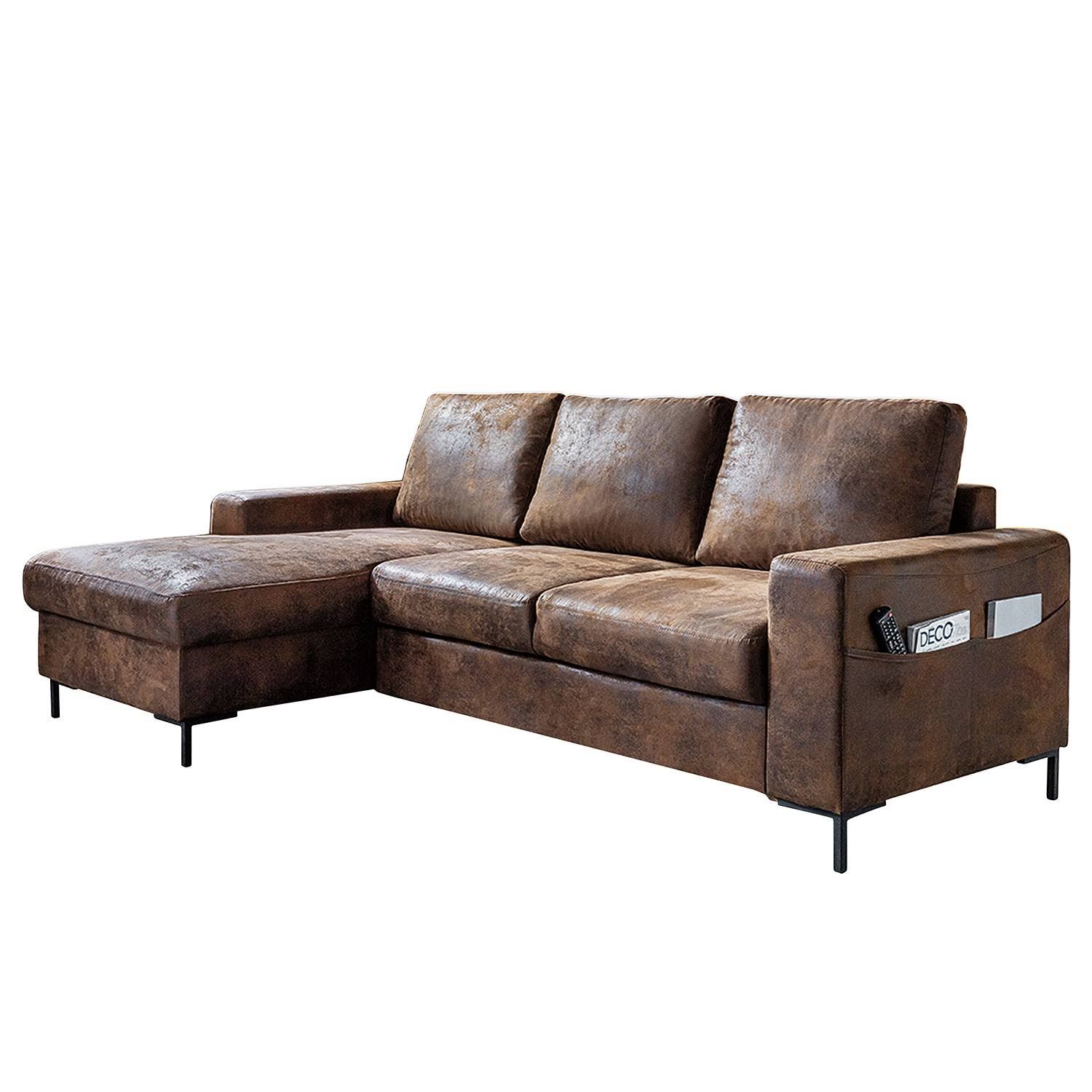 ars manufacti Ecksofa Sagata mit opt. Schlaffunktion Braun/Vintage Bra