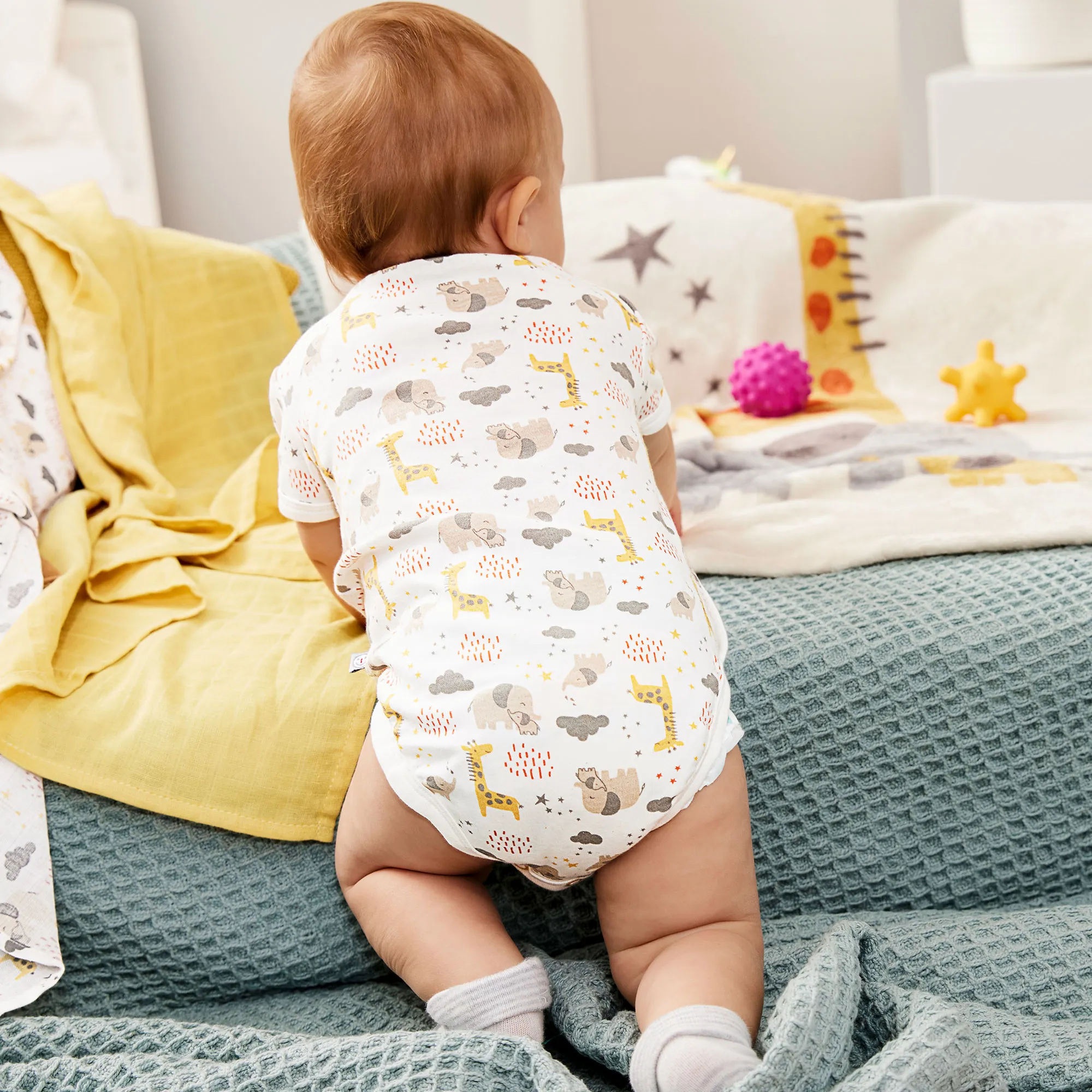 Unisex-Baby-Wickelbody mit Tiermuster