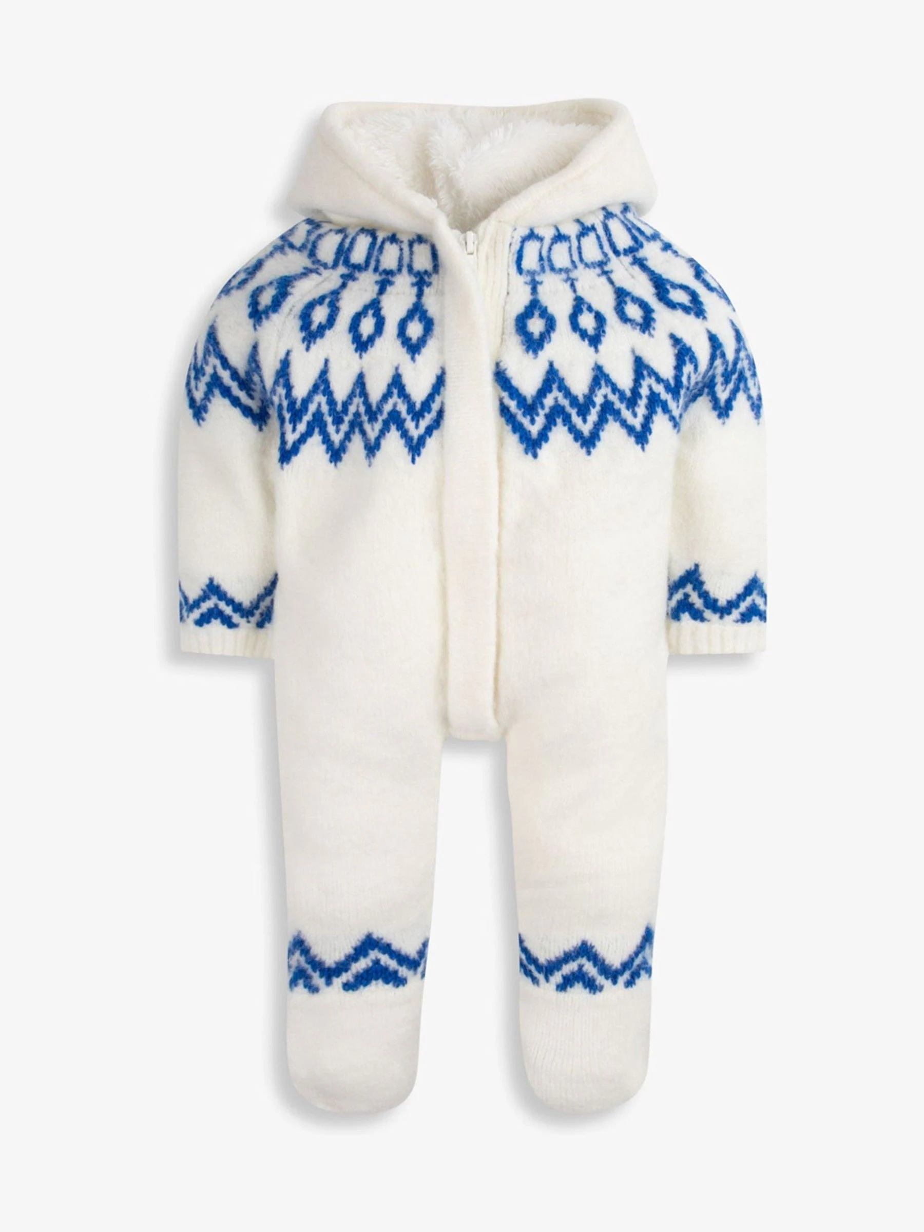 Blauw - The Little Tailor Zacht gebreid gevoerd kerstpakje voor baby's