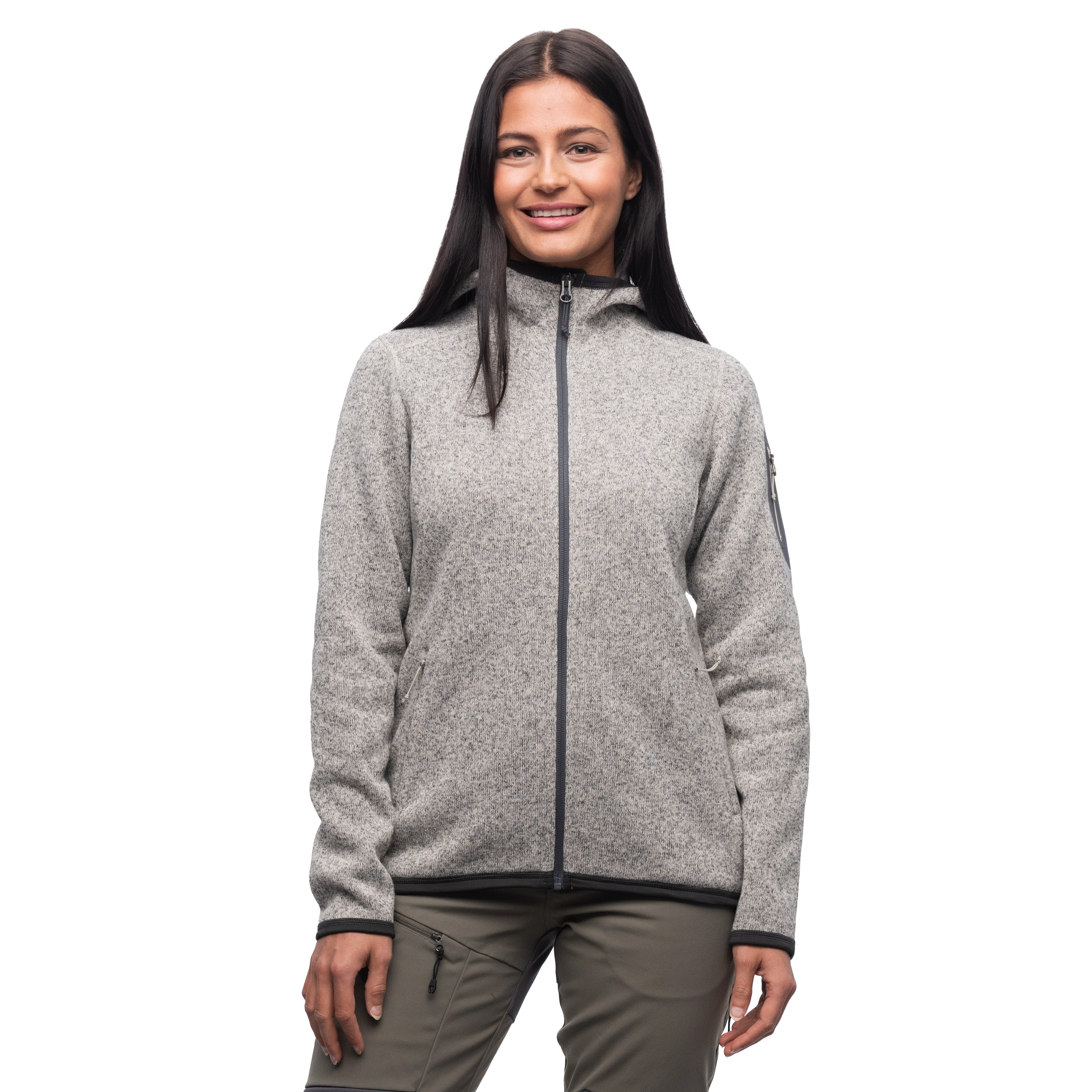 Kamphaug Knitted W Hoodie Chalk Sand