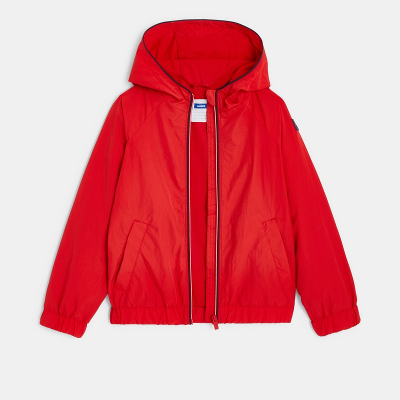 Coupe-vent déperlant à capuche rouge garçon