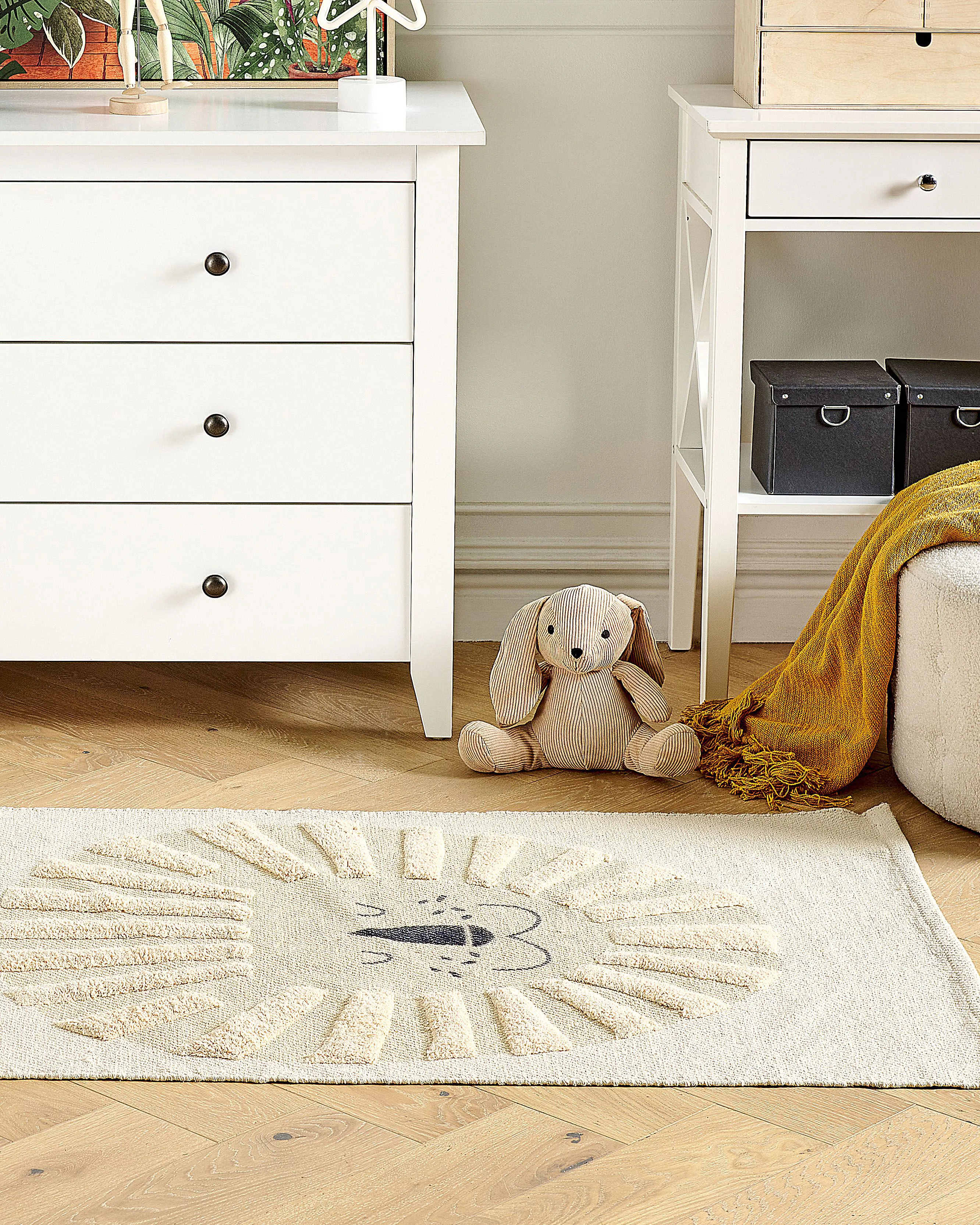 Kindervloerkleed BALARI Beige 80 x 150 cm Katoen