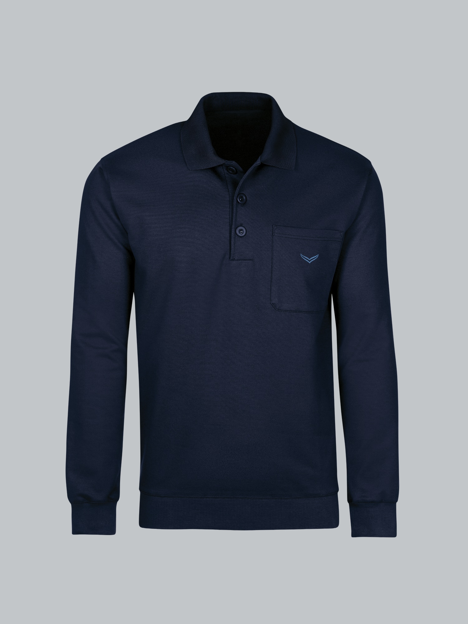 Langarm Polo aus Sweat-Qualität Navy
