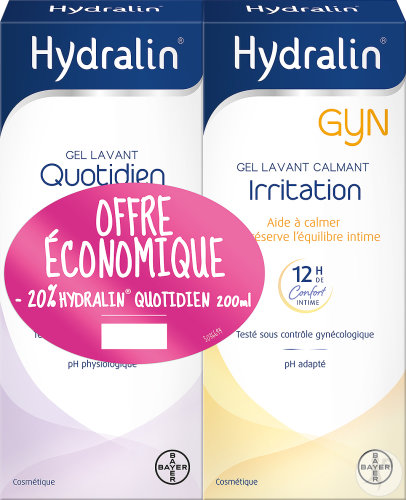 Hydralin Gel Lavant Quotidien 200ml + Gel Lavant Calmant Irritations 200ml