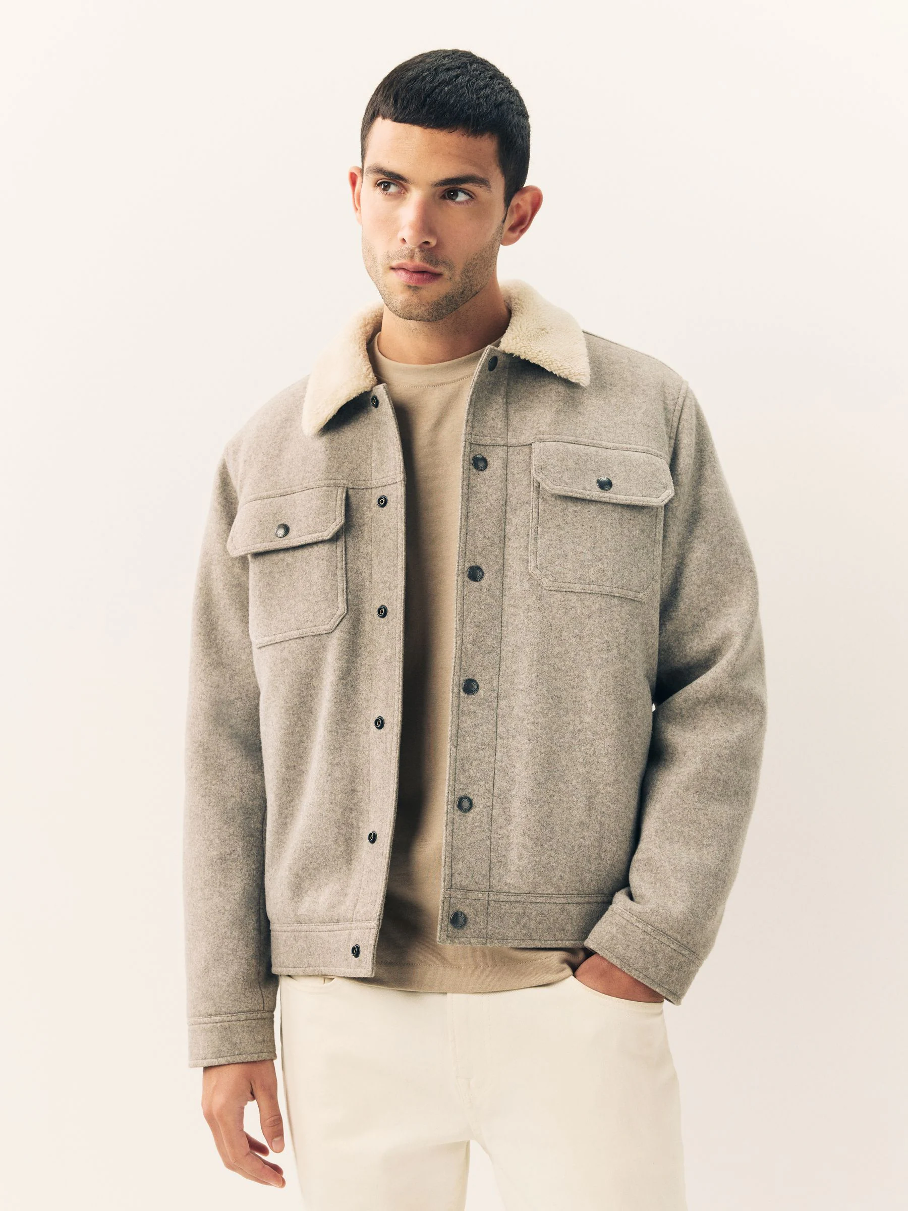 Grijs - Borg Lined Trucker Jacket