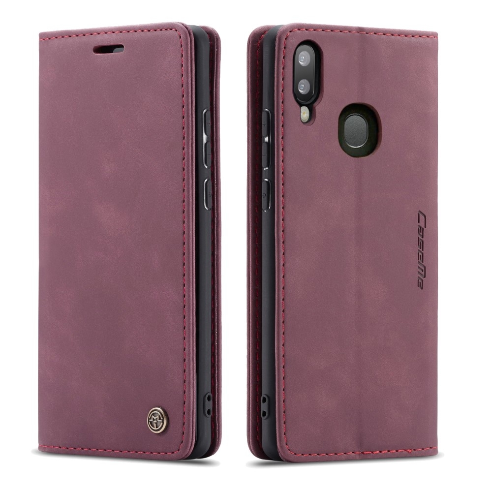 Samsung Galaxy A40 Leder Tasche Flip Wallet Etui mit Kartenfächern - Weinrot