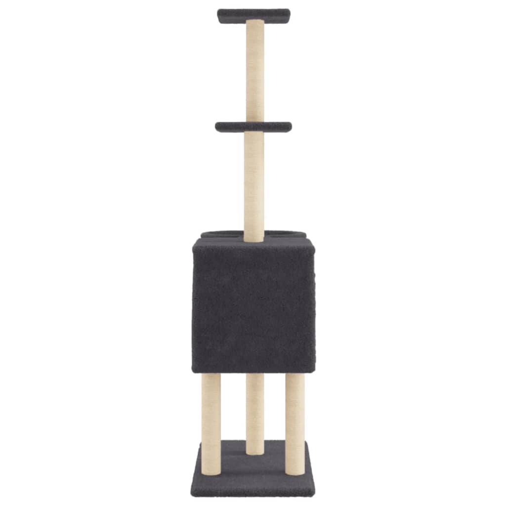 Arbre à chat avec griffoirs en sisal gris foncé 145 cm