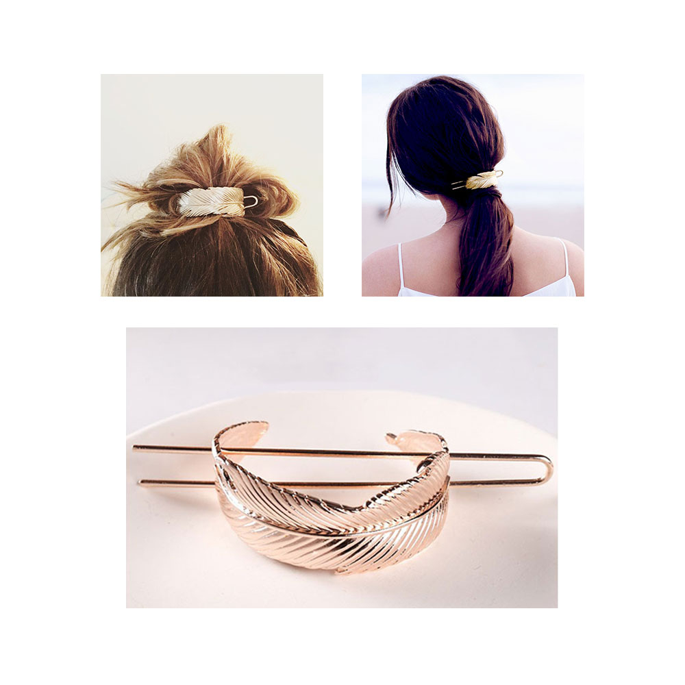 (Ø60mm) Feder Haarnadel Metall Klammer Dutt Haarschmuck - Roségold