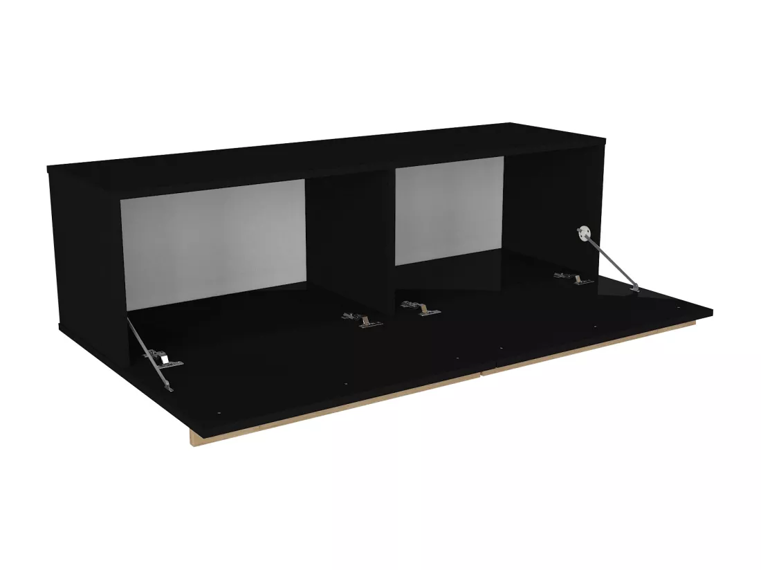 Meuble TV suspendu avec 2 portes - Noir - MIELONA