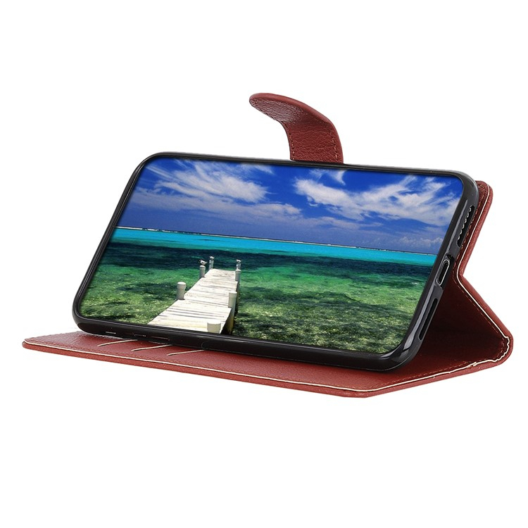 Samsung Galaxy A36 Leder Tasche Flip Cover Litchi Look - Braun