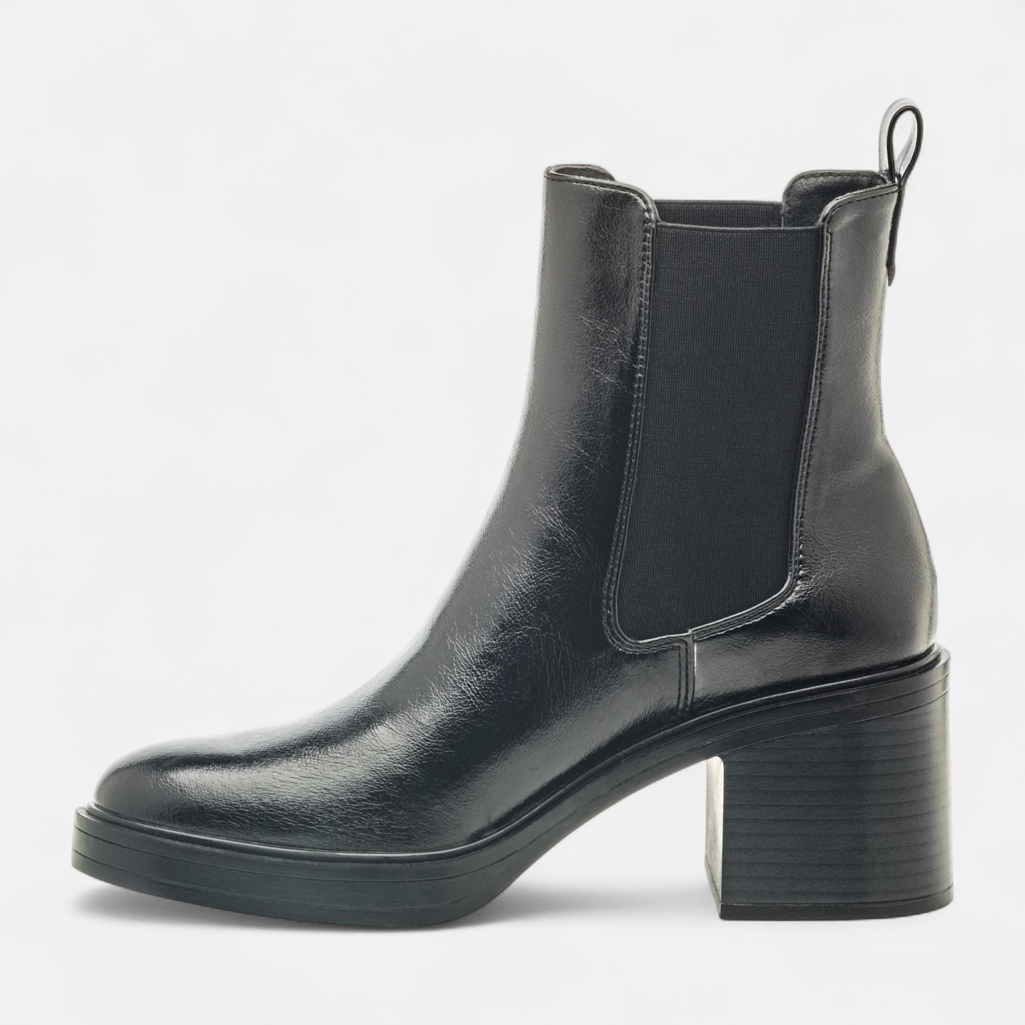 Boots chelsea à talon Femme noir vernis