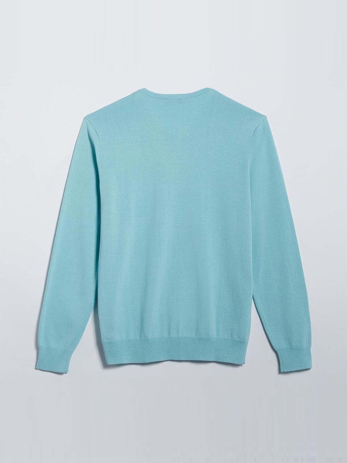 Pull Homme Col V Coton Biologique Céleste