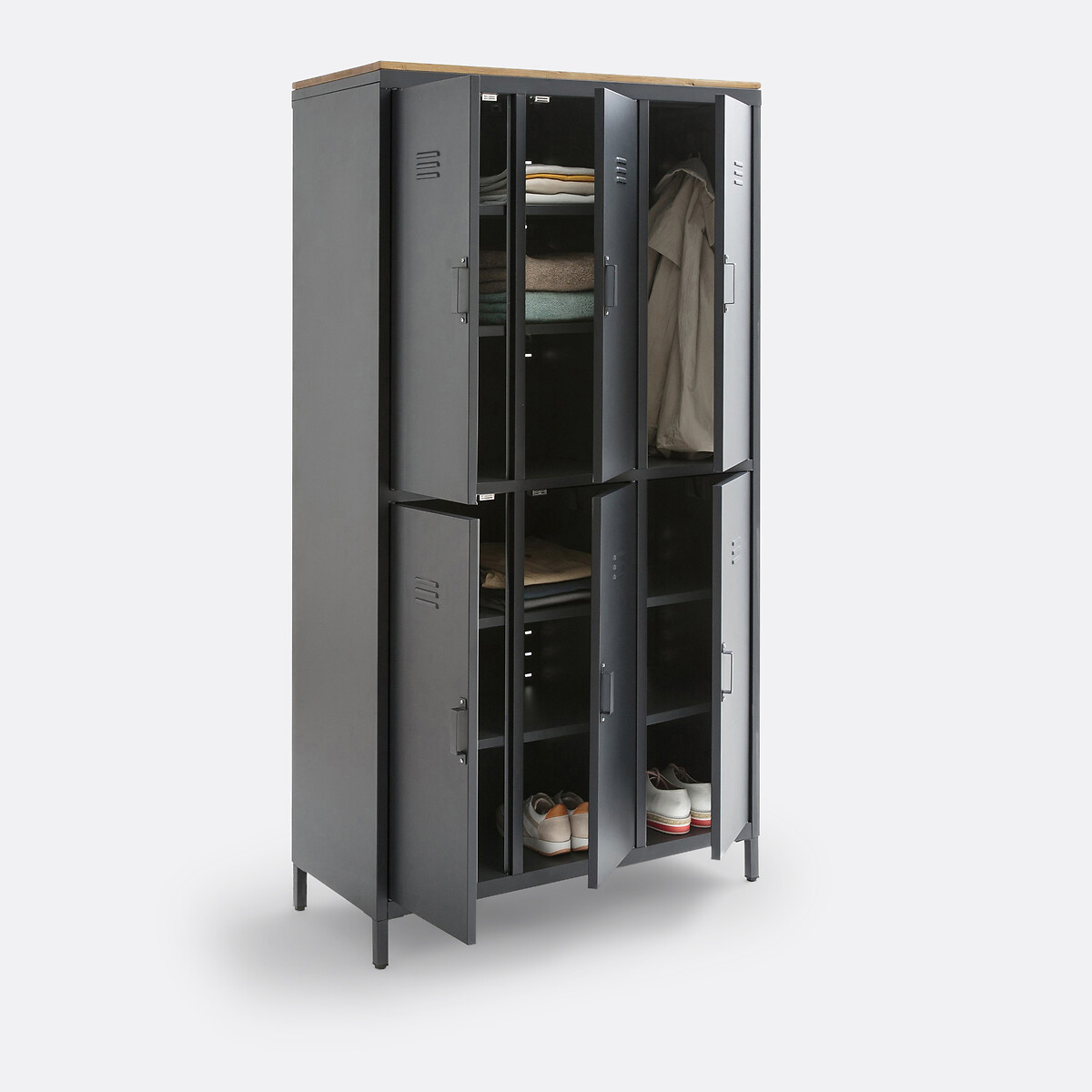 LA REDOUTE INTERIEURS<br>Armário/Guarda-roupa em metal e carvalho, 6 portas Hiba