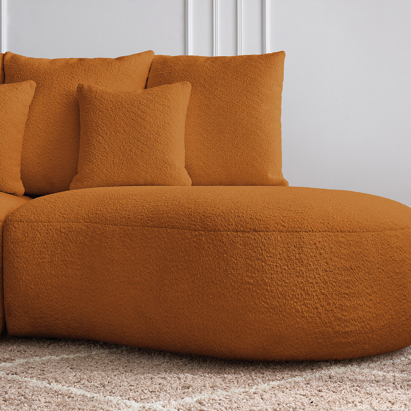 Bobochic Canapé droit fixe 3 places saint-germain tissu bouclette jaune - 260x145x92 cm