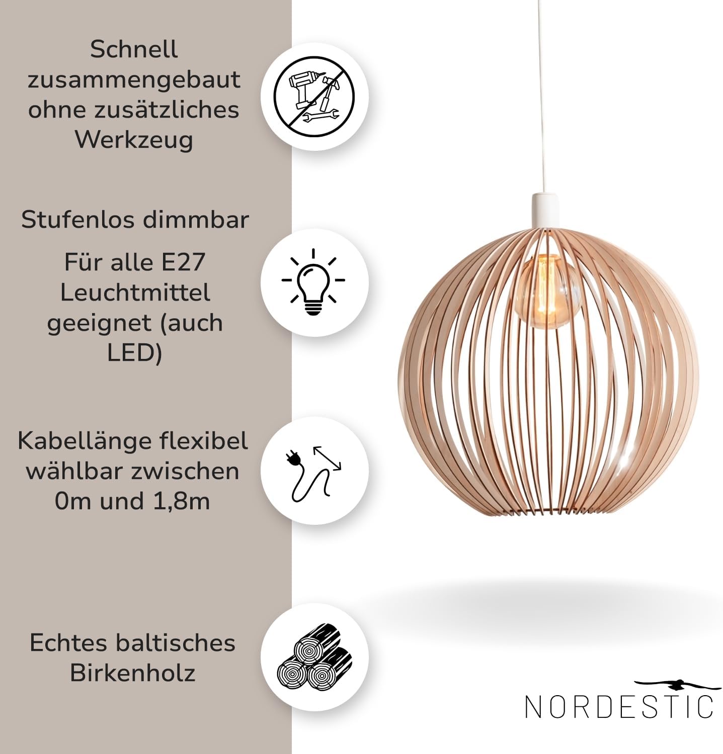 Pendelleuchte Holz „Forseti
