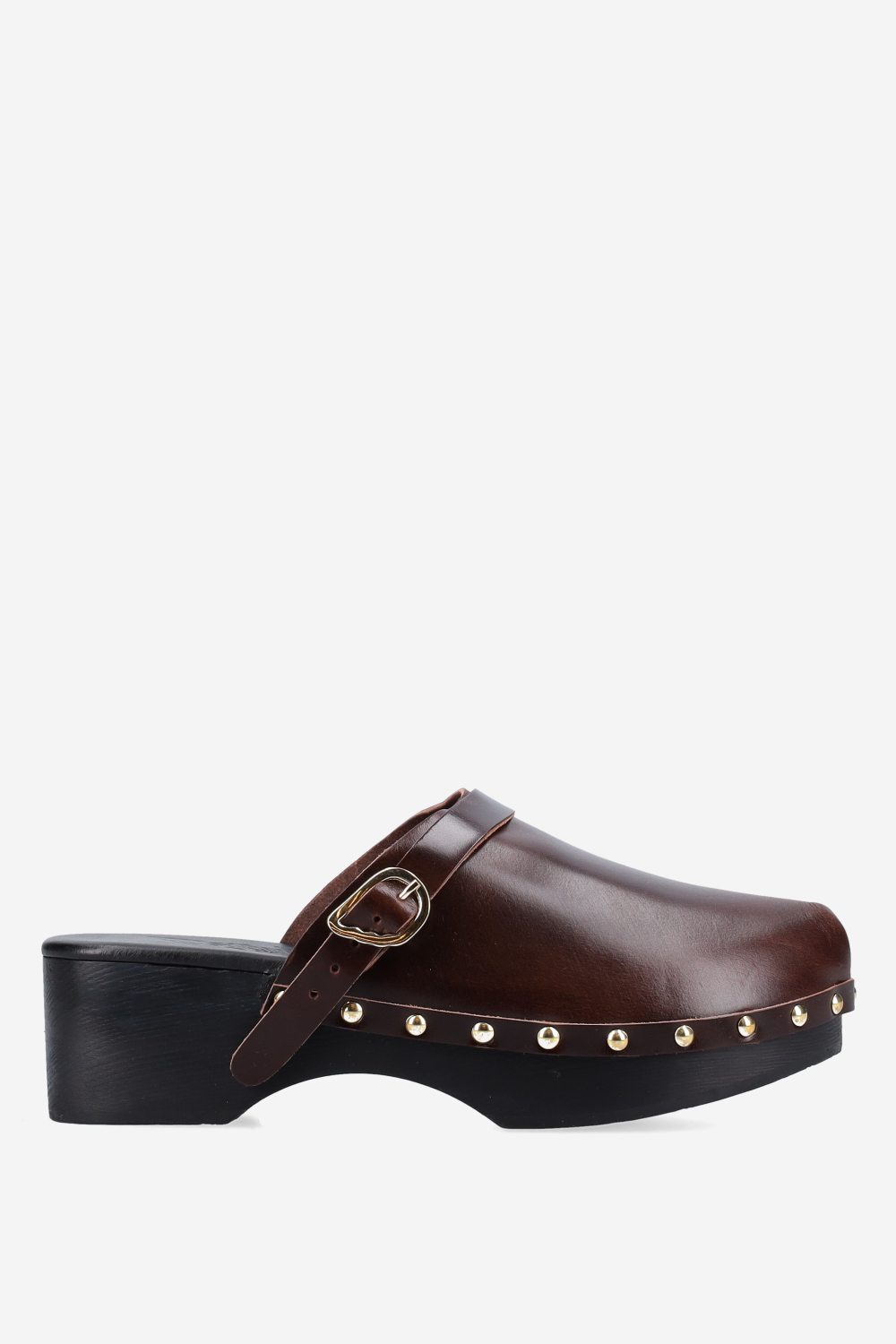 Classic closed leather platform clogs