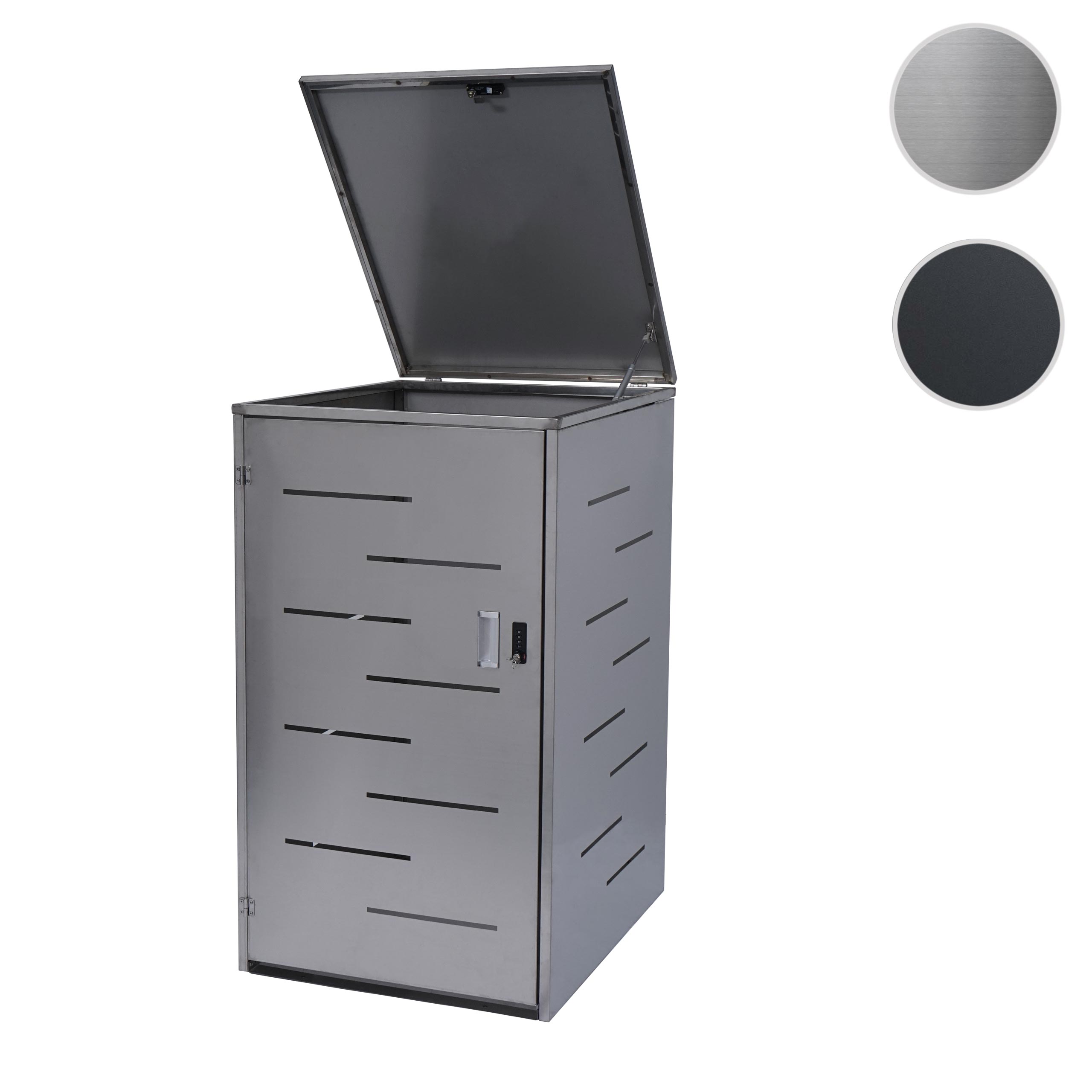 XL 1er-/2er-Mülltonnenverkleidung MCW-E83, Mülltonnenbox, erweiterbar 116x71x98cm ~ Edelstahl 35kg