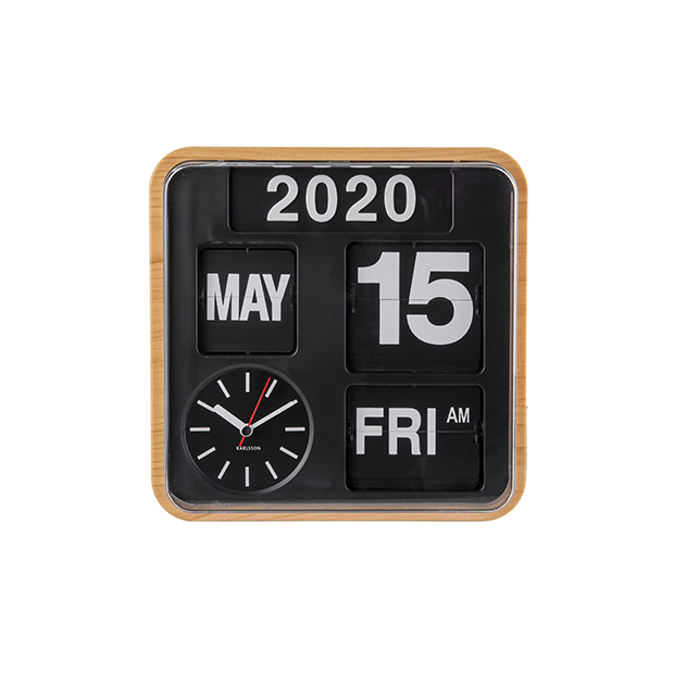 Wall clock Mini Flip bamboo printed casing