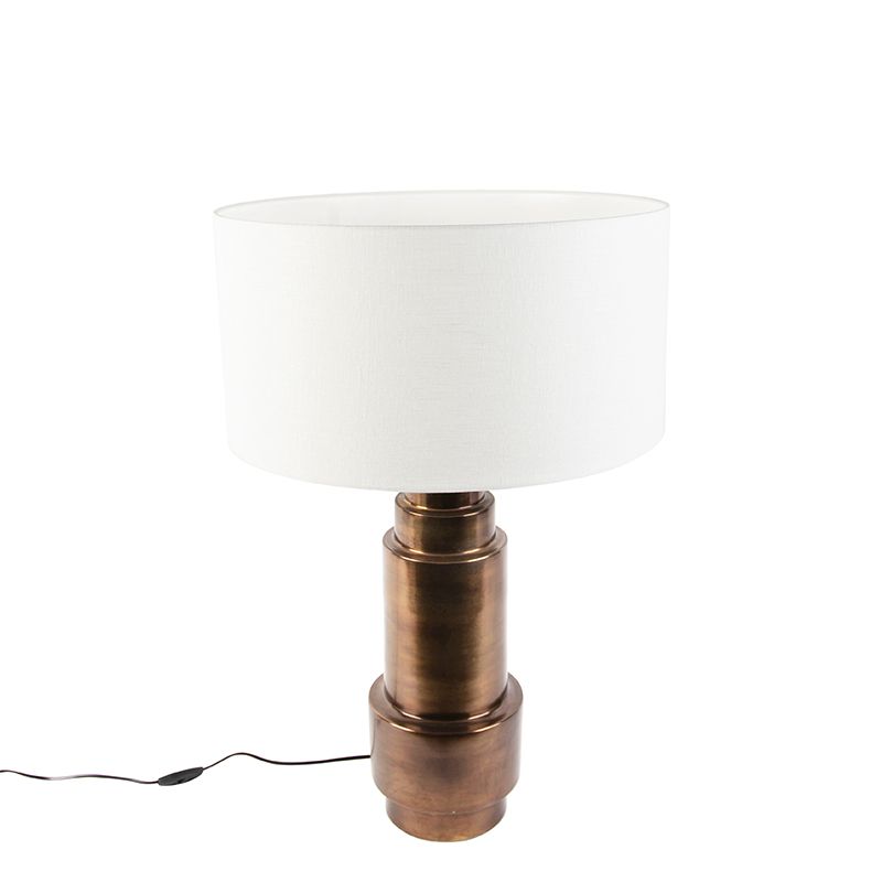 Art deco tafellamp met kap wit 50 cm - Bruut