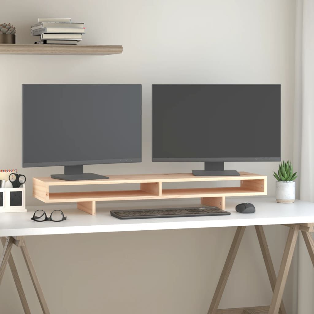 vidaXL Monitorstandaard, 100x27x14 cm, massief grenenhout