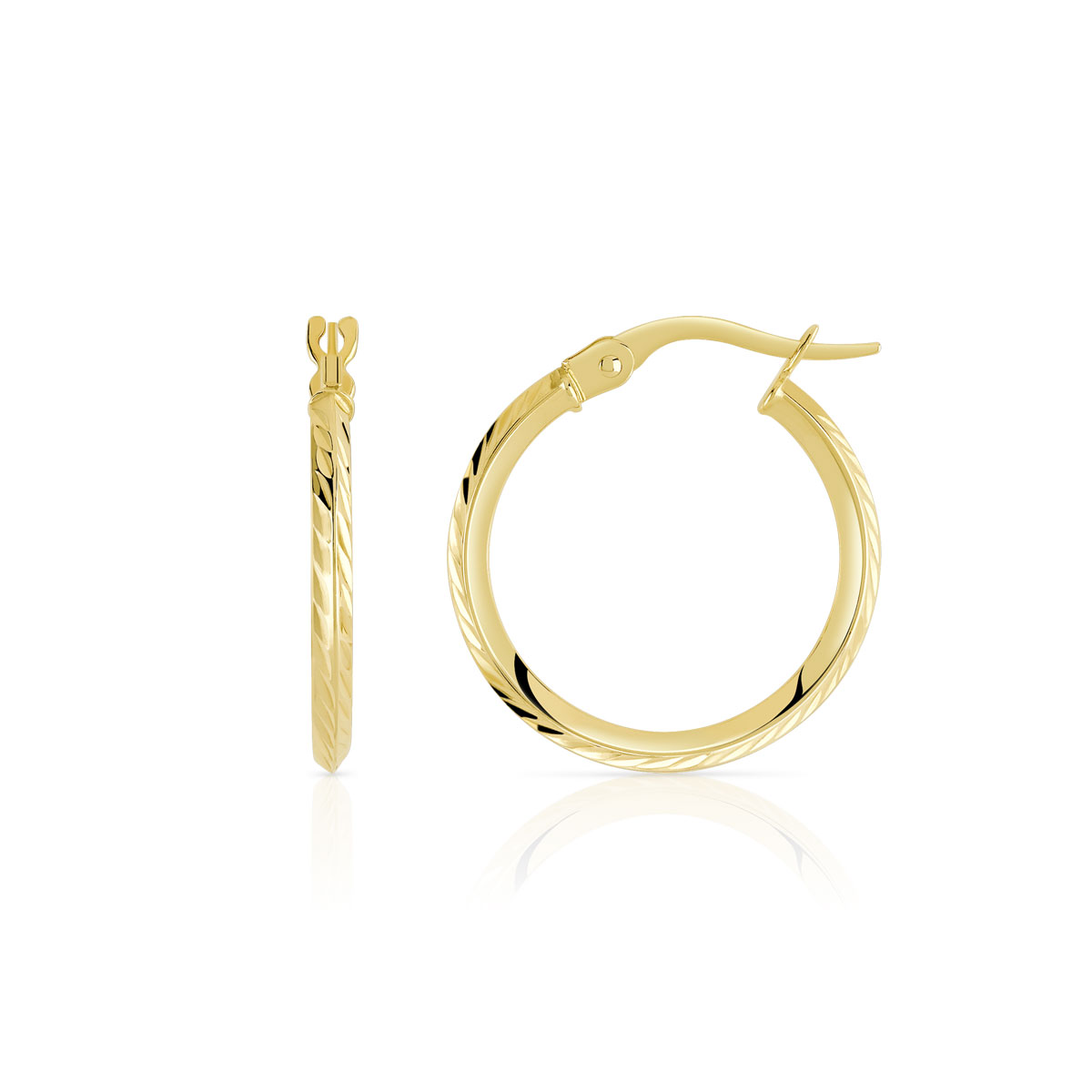 Créoles or 375 jaune diamanté 18 mm
