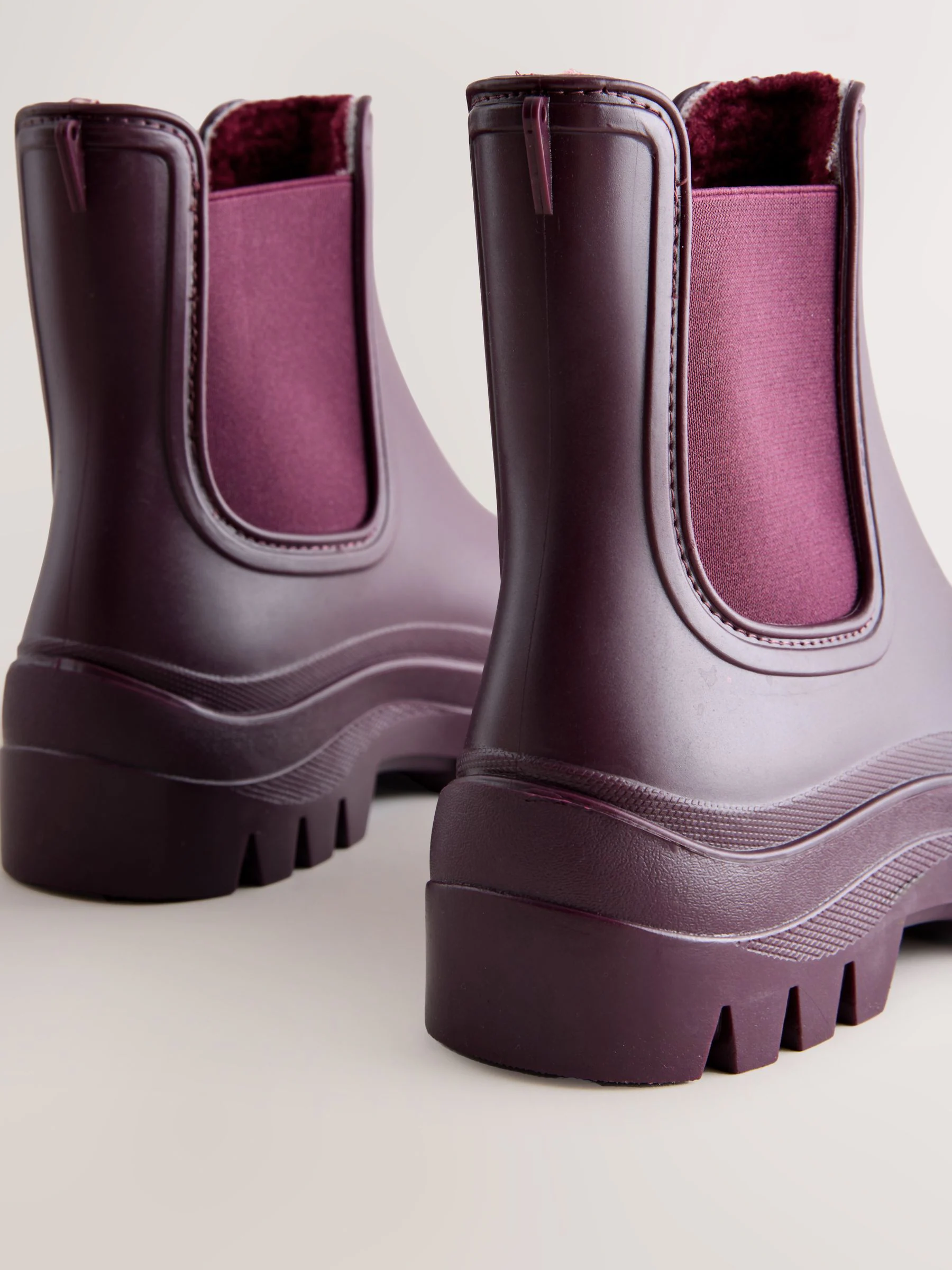 Bordeauxrood - Faux Fur Lined Chelsea Ankle Wellies