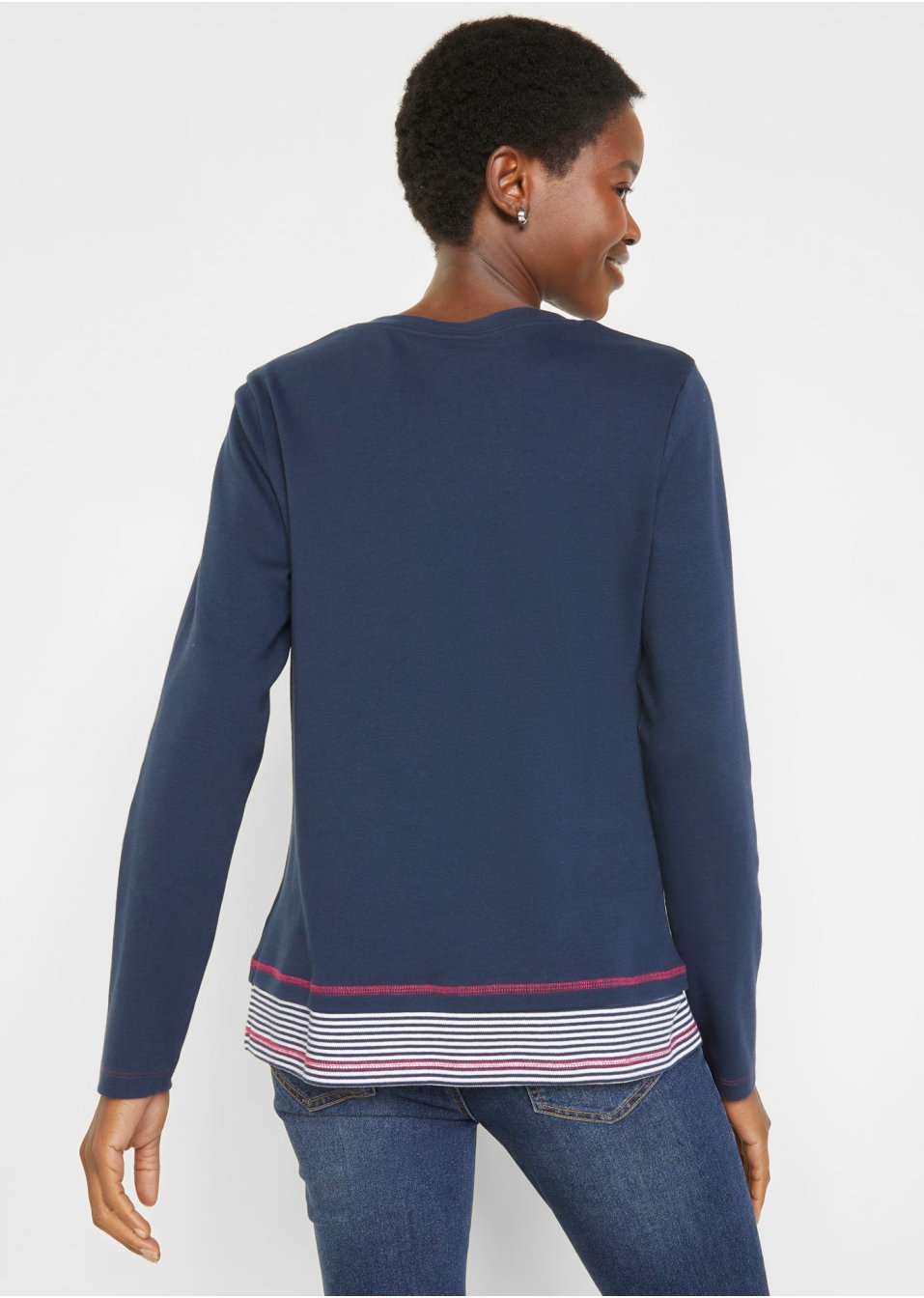T-shirt coton manches longues style 2 en 1