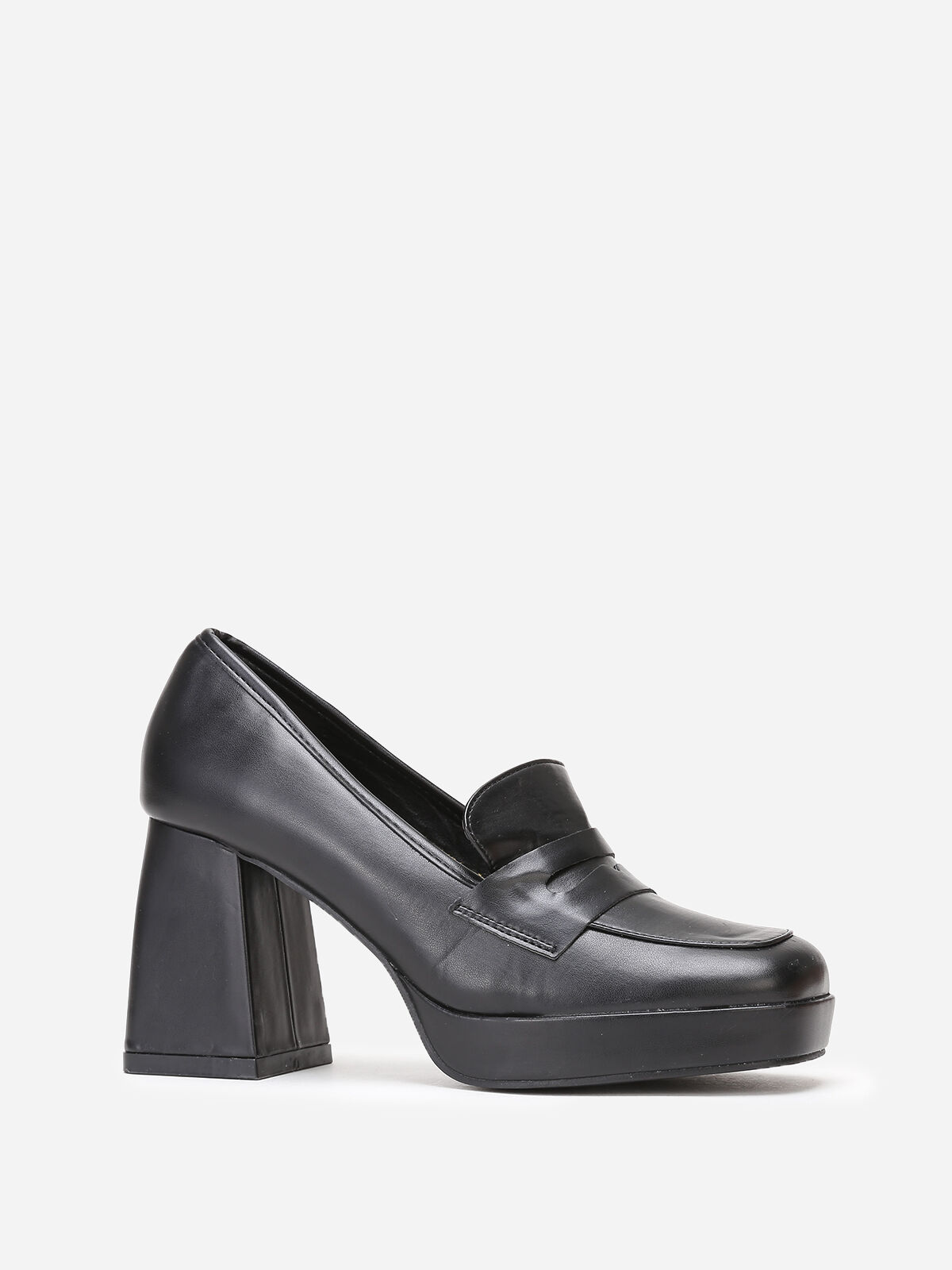Mocassins à talon trapèze- Noir
