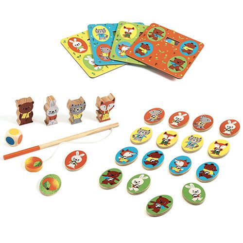 Djeco spelletjes 4-in-1 - bingo, memorie, vissen en ludo