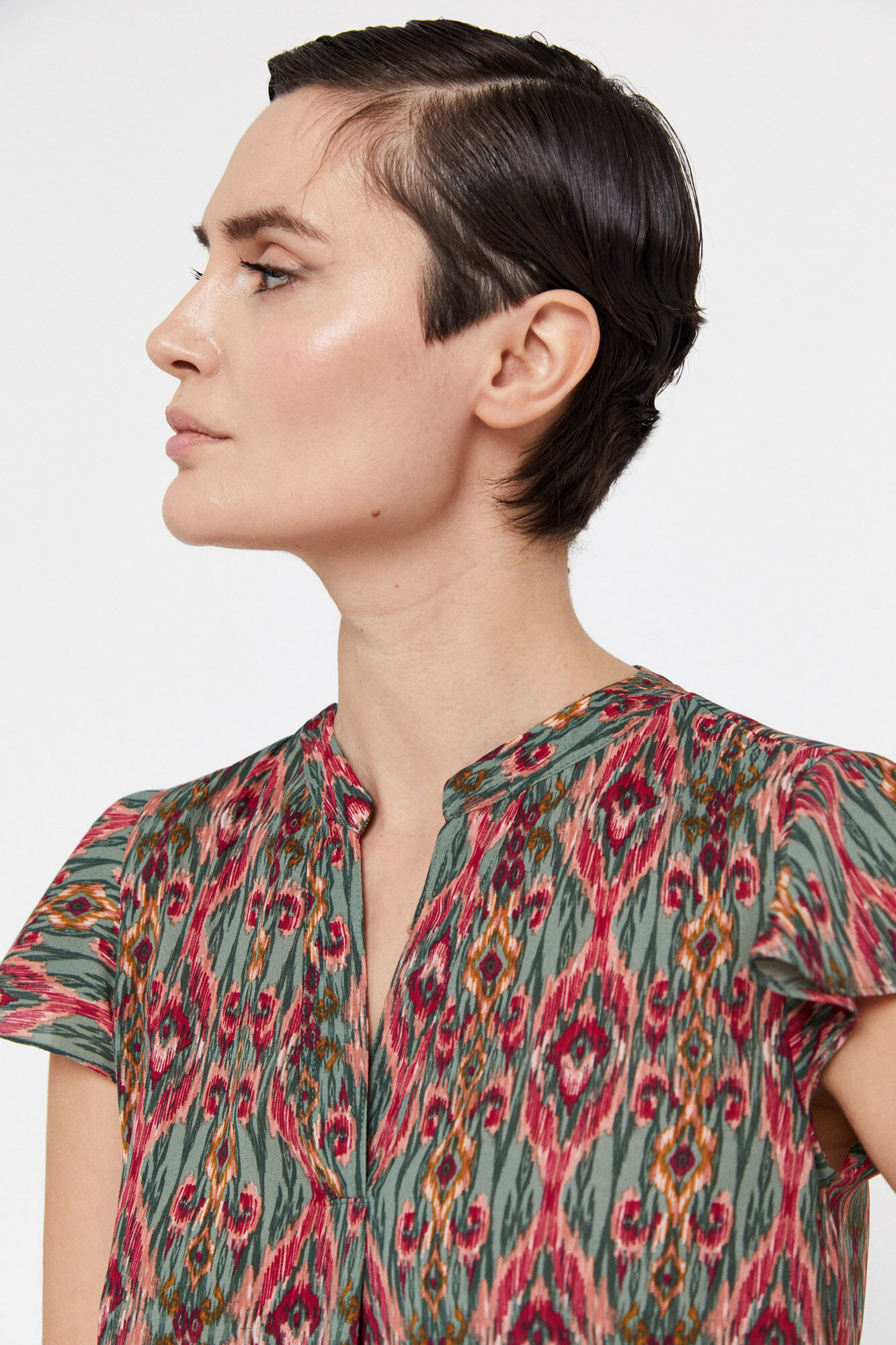 Blusa com mangas franzidas - Verde escuro