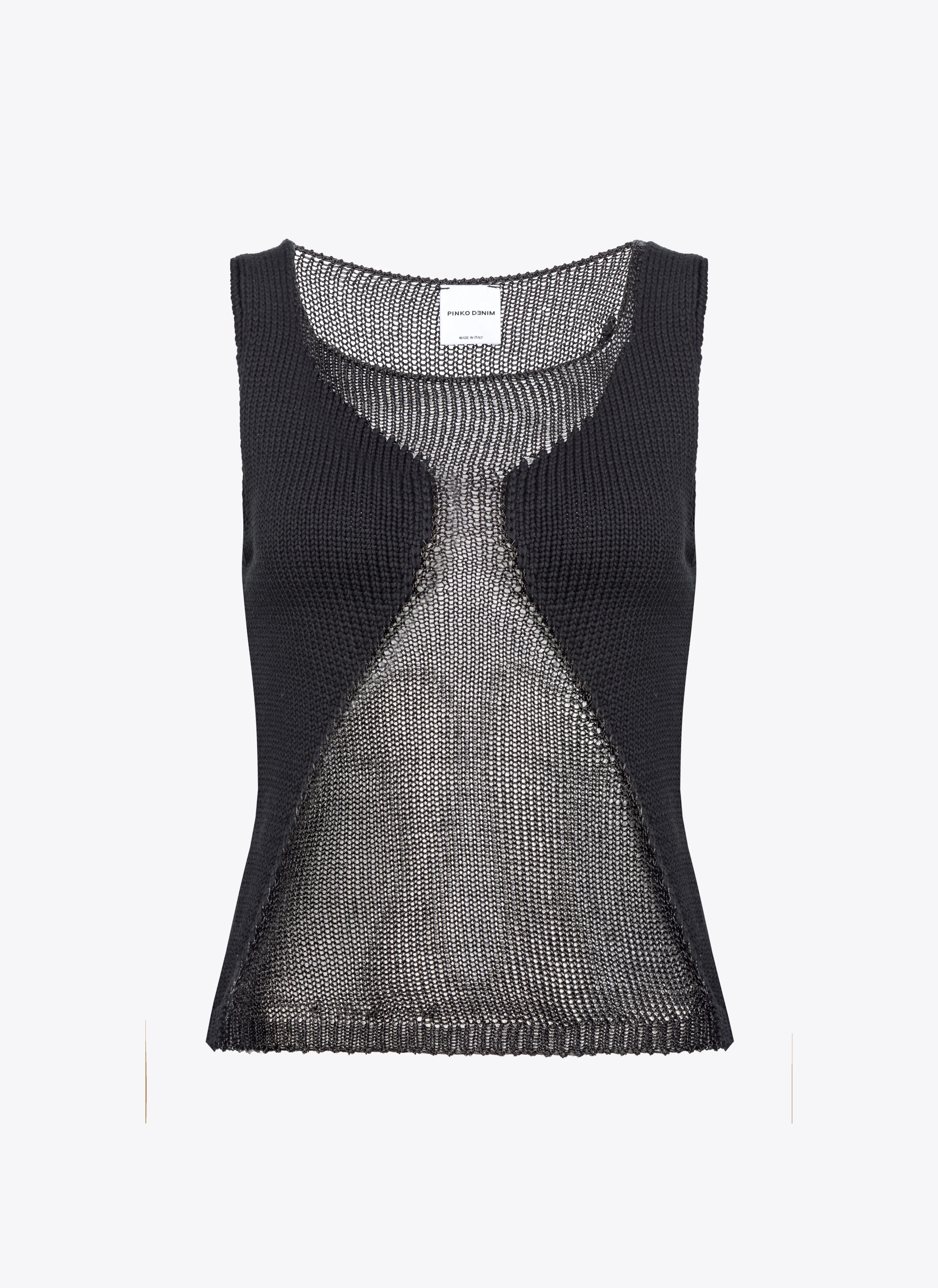 Top filet patchwork transparent | Noir
