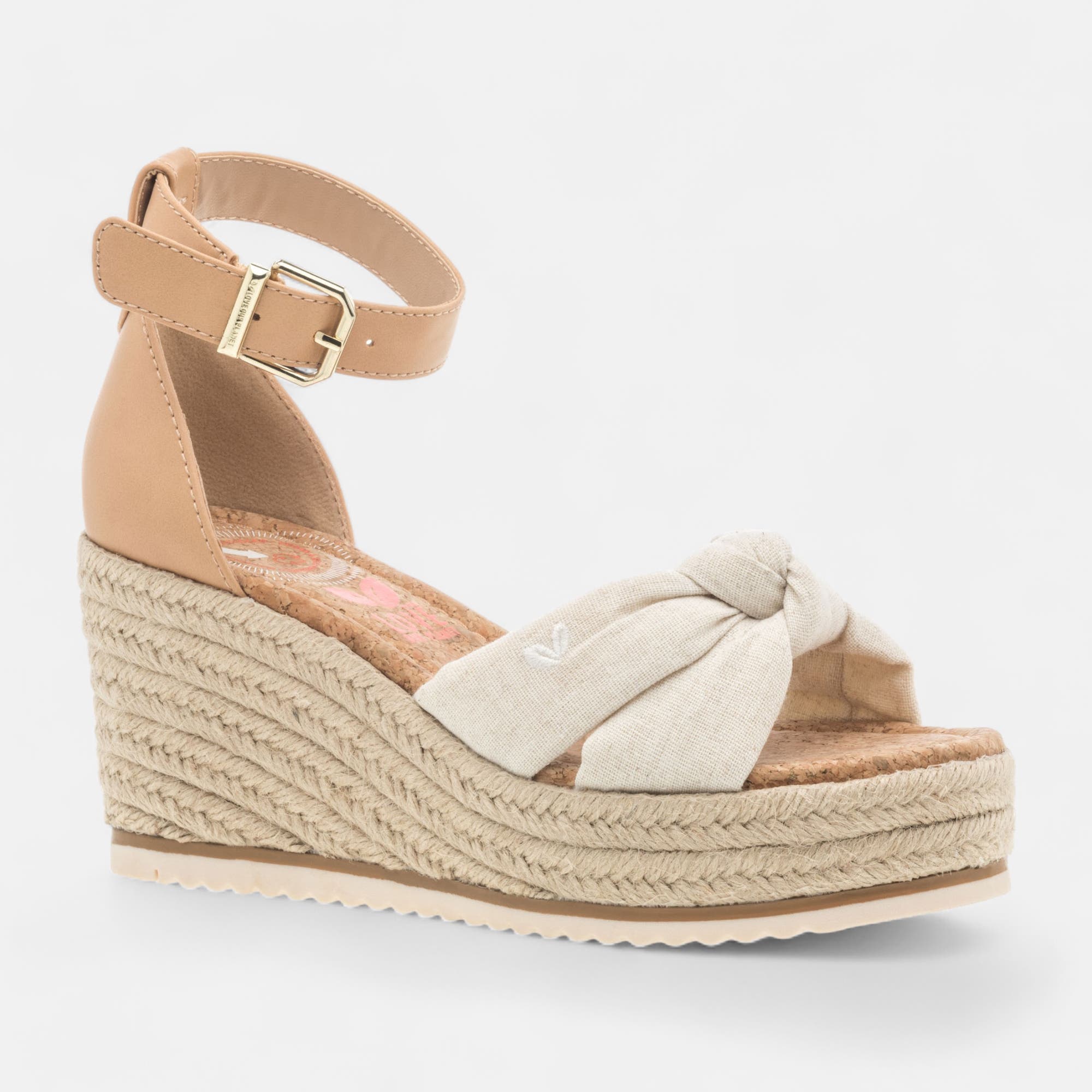 Espadrilles à talon compensé Femme beige