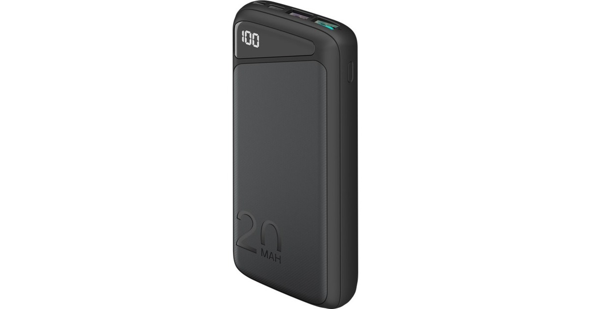 goobayQuick Charge Powerbank 20.000 mAh - 74 Wh  (Zwart, USB-C PD, QC 3.0)