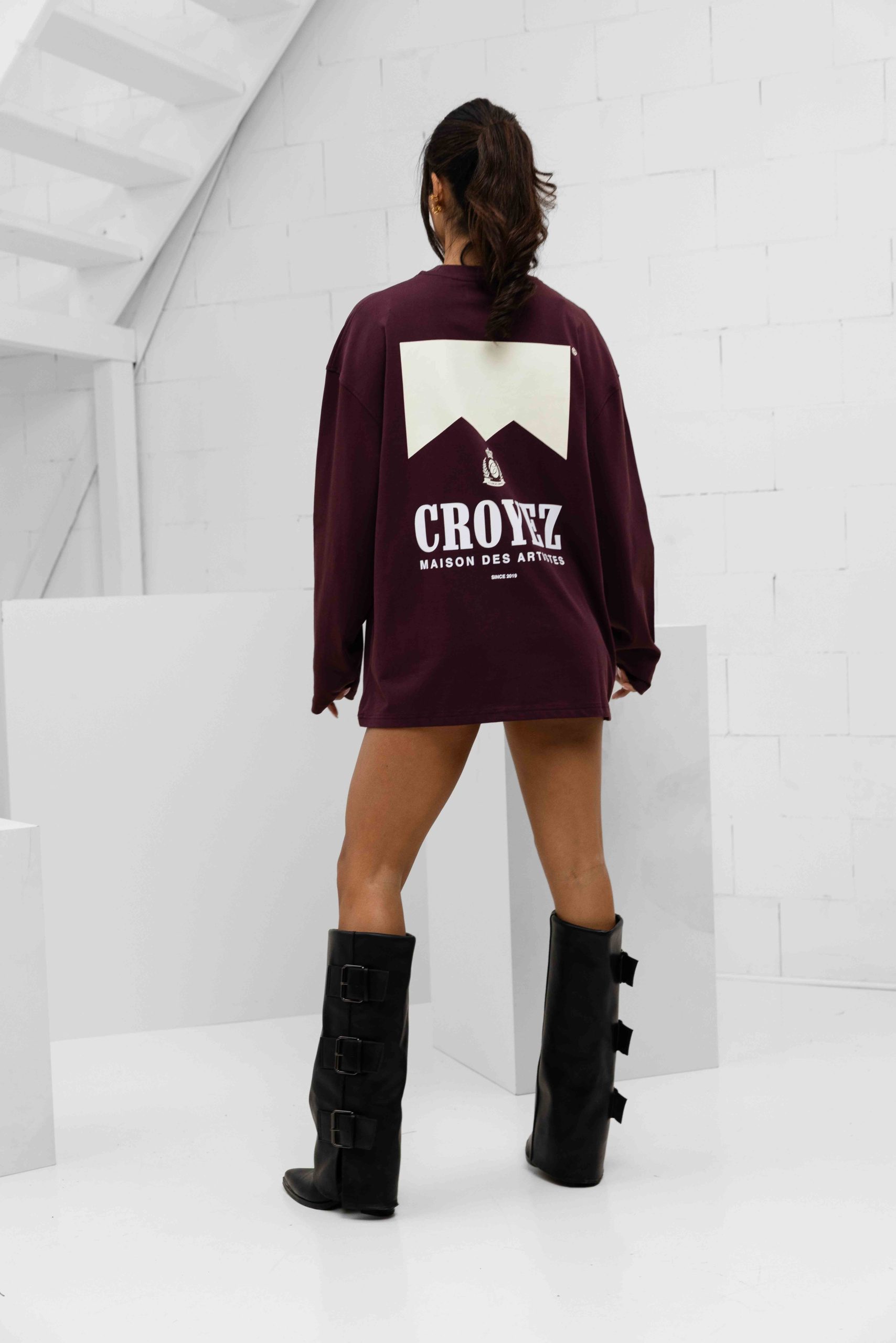 Croyez Maison Fumes Longsleeve T-Shirt Dames Donkerrood