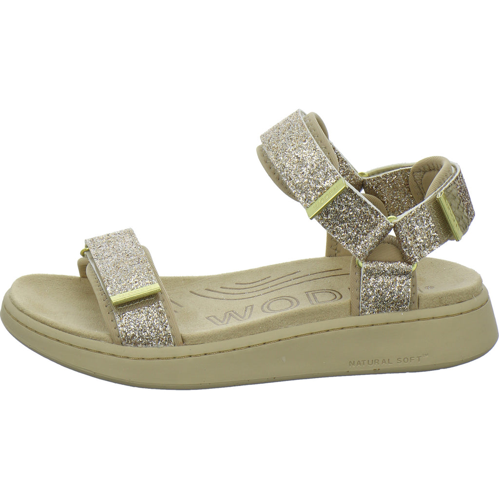 Woden Sandaletten Damen Line Glitter Bronze