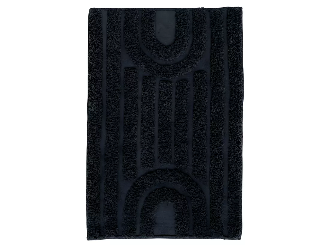 Tapis de salle de bain 40 x 60 cm en coton gris avec motifs - GEORGES