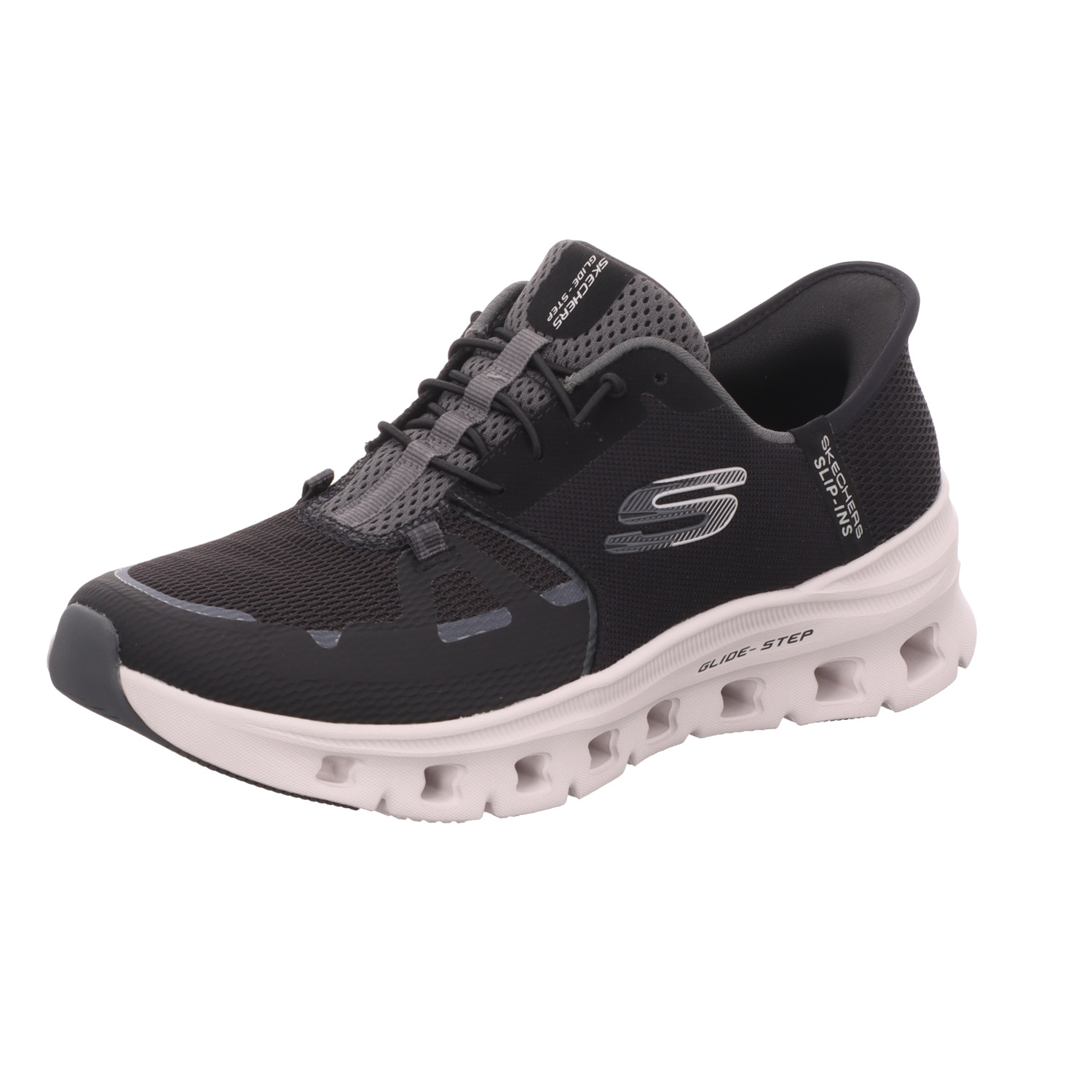 Skechers Damen-Sneaker-Slipper Schwarz-Weiß