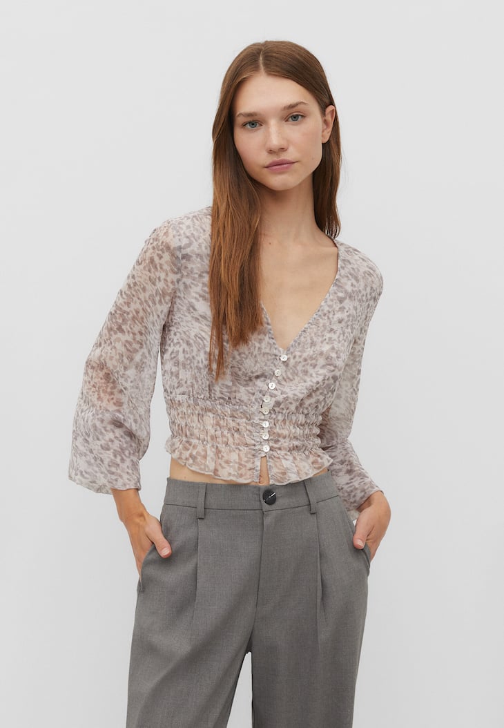 Blusa de chiffon com elástico