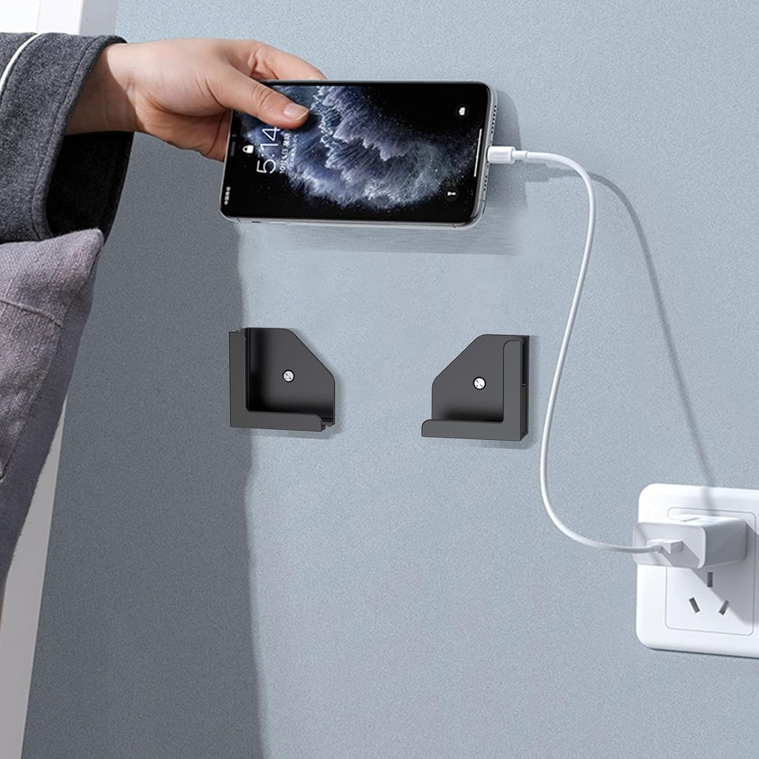 Universal Montierbare Wandhalterung für Tablets und Smartphones - Schwarz