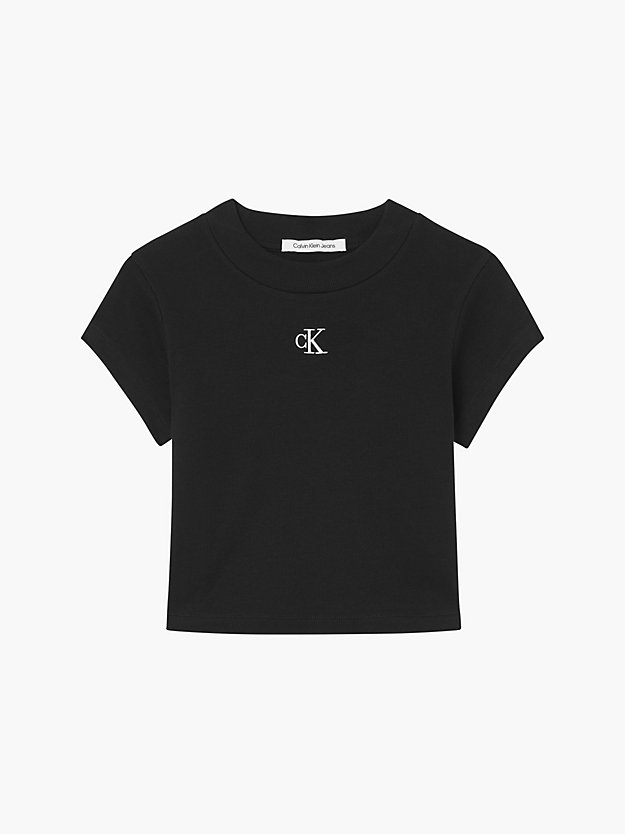 Camiseta cropped canelada de corte justo