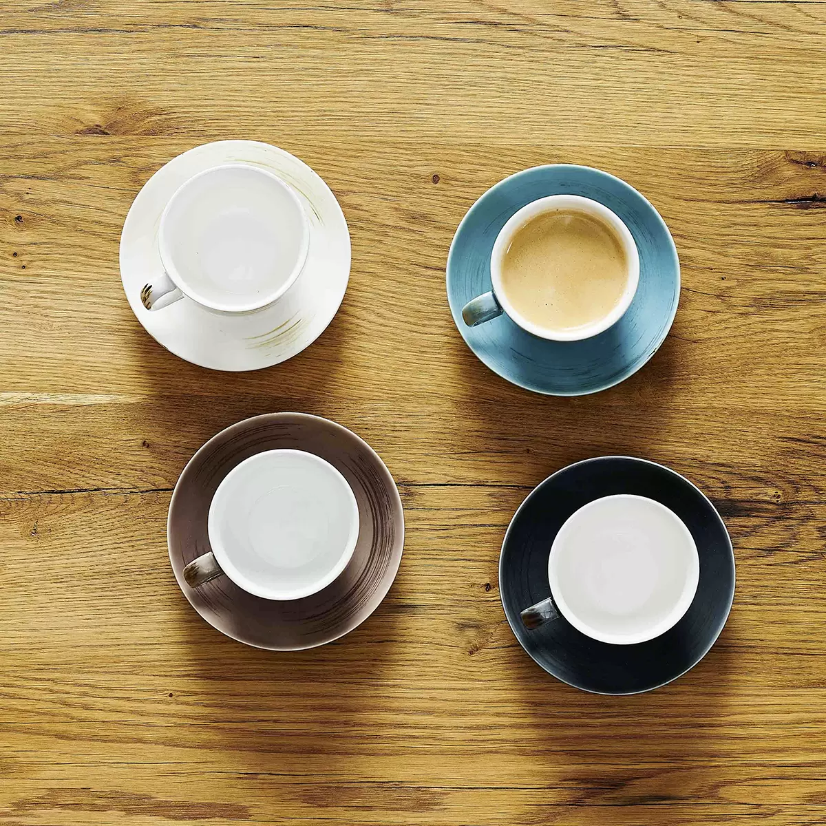 Kaffeetassen-Set 4tlg. DERBY beige,dunkelgrau,blau,weiss